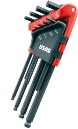 "Ključevi inbus dugi colobni sa glavom 3/32-1/8-5/32-3/16-7/32-1/4-5/16-3/8"" 8/1 280 LTSP/S8 USAG"